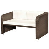 NNEVL 4 Piece Garden Lounge Set with Cushions Poly Rattan Brown
