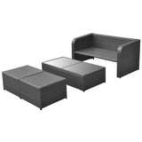 NNEVL 4 Piece Garden Lounge Set with Cushions Poly Rattan Black