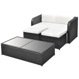 NNEVL 4 Piece Garden Lounge Set with Cushions Poly Rattan Black