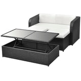 NNEVL 4 Piece Garden Lounge Set with Cushions Poly Rattan Black