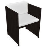 NNEVL 3 Piece Bistro Set with Cushions Poly Rattan Brown