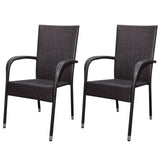 NNEVL Garden Chairs 2 pcs Poly Rattan Brown