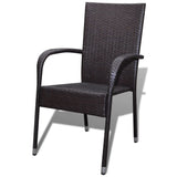NNEVL Garden Chairs 2 pcs Poly Rattan Brown