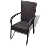 NNEVL Garden Chairs 2 pcs Poly Rattan Brown