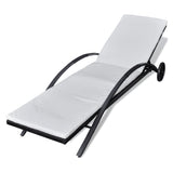 NNEVL Sun Lounger with Cushion & Wheels Poly Rattan Black
