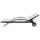 NNEVL Sun Lounger with Cushion & Wheels Poly Rattan Black