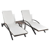 NNEVL Sun Loungers with Table Poly Rattan Brown