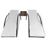 NNEVL Sun Loungers with Table Poly Rattan Brown