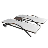NNEVL Sun Loungers with Table Poly Rattan Brown