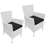 NNEVL Garden Chairs 2 pcs with Cushions Poly Rattan Cream White