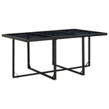 NNEVL 11 Piece Outdoor Dining Set with Cushions Poly Rattan Black