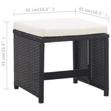 NNEVL 11 Piece Outdoor Dining Set with Cushions Poly Rattan Black