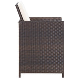 NNEVL 11 Piece Outdoor Dining Set with Cushions Poly Rattan Brown