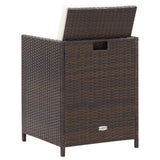 NNEVL 11 Piece Outdoor Dining Set with Cushions Poly Rattan Brown