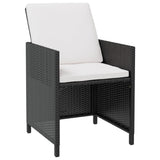 NNEVL 5 Piece Outdoor Dining Set Poly Rattan and Acacia Wood Black