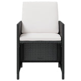 NNEVL 5 Piece Outdoor Dining Set Poly Rattan and Acacia Wood Black