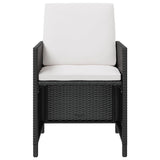 NNEVL 11 Piece Outdoor Dining Set Poly Rattan and Acacia Wood Black