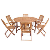 NNEVL 7 Piece Folding Outdoor Dining Set Solid Acacia Wood
