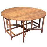 NNEVL 7 Piece Folding Outdoor Dining Set Solid Acacia Wood