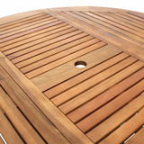 NNEVL 7 Piece Folding Outdoor Dining Set Solid Acacia Wood