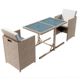 NNEVL 3 Piece Bistro Set with Cushions Poly Rattan Beige