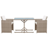 NNEVL 3 Piece Bistro Set with Cushions Poly Rattan Beige