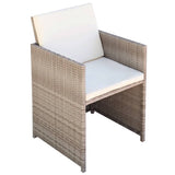 NNEVL 3 Piece Bistro Set with Cushions Poly Rattan Beige