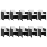 NNEVL 11 Piece Outdoor Dining Set with Cushions Poly Rattan Black