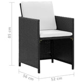 NNEVL 11 Piece Outdoor Dining Set with Cushions Poly Rattan Black