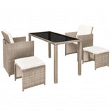 NNEVL 5 Piece Outdoor Dining Set with Cushions Poly Rattan Beige