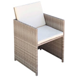 NNEVL 11 Piece Outdoor Dining Set with Cushions Poly Rattan Beige