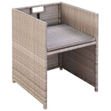 NNEVL 11 Piece Outdoor Dining Set with Cushions Poly Rattan Beige