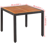 NNEVL Garden Table 90x90x75 cm Poly Rattan and Solid Acacia Wood