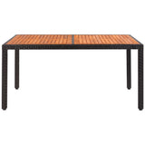 NNEVL Garden Table 150x90x75 cm Poly Rattan and Solid Acacia Wood