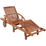 NNEVL Sun Lounger with Table Solid Acacia Wood