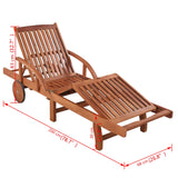 NNEVL Sun Lounger with Table Solid Acacia Wood