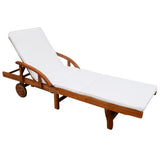 NNEVL Sun Lounger with Cushion Solid Acacia Wood