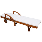 NNEVL Sun Lounger with Cushion Solid Acacia Wood