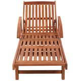 NNEVL Sun Lounger with Cushion Solid Acacia Wood