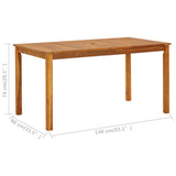 NNEVL Garden Table 140x80x74 cm Solid Acacia Wood