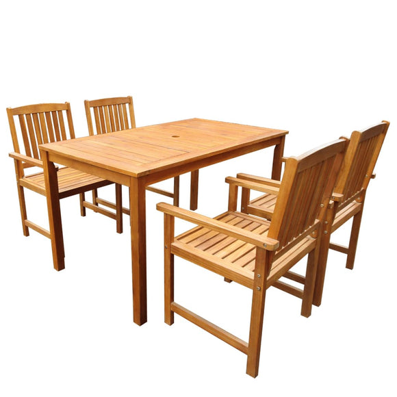 NNEVL 5 Piece Outdoor Dining Set Solid Acacia Wood