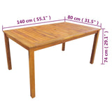 NNEVL 5 Piece Outdoor Dining Set Solid Acacia Wood