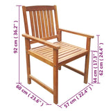 NNEVL 5 Piece Outdoor Dining Set Solid Acacia Wood