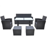 NNEVL 6 Piece Outdoor Dining Set with Cushions Poly Rattan Black
