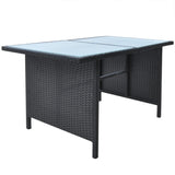 NNEVL 6 Piece Outdoor Dining Set with Cushions Poly Rattan Black