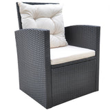 NNEVL 6 Piece Outdoor Dining Set with Cushions Poly Rattan Black