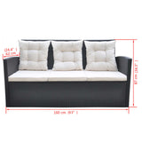 NNEVL 6 Piece Outdoor Dining Set with Cushions Poly Rattan Black