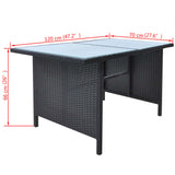 NNEVL 6 Piece Outdoor Dining Set with Cushions Poly Rattan Black