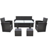 NNEVL 6 Piece Outdoor Dining Set with Cushions Poly Rattan Brown