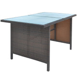 NNEVL 6 Piece Outdoor Dining Set with Cushions Poly Rattan Brown